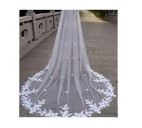 TUOYDJA Velo Novia,Velo De Novia Velos de Novia Blancos con Mantilla Velos de Novia Largos con Borde de Encaje y Peine Accesorios de Boda Velos Blancos for Novia(White,500cm)