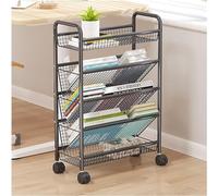 TUOYIBO Carrito para Libros con Ruedas, estantería móvil con Ruedas, Carrito Organizador de Almacenamiento de Escritorio Compacto, estanterías metálicas para el Suelo/Estante de exhibición de esquin