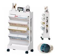 TUOYIBO Estantería móvil con Ruedas Carro utilitario rodante de Madera Carro rodante para Archivos para Oficina, Dormitorio, Aula, Biblioteca, Sala de Estar,B