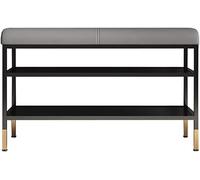 TUOYIBO Shoe Cabinet Bench Metal Shoe Changing Stool Thickened Cushion Hallway Footwear Storage Rack Mesh Shelves 80x32x47cm (Color : Gray)