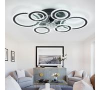 TuoyuanW Cristales Ventilador De Techo Con Luz Redondo Reversible Salón Lampara Ventilador Techo Con Mando A Distancia Y APP Alexa 6 Velocidades Timer Ceiling Fan with Light Regulable Memoria-Black