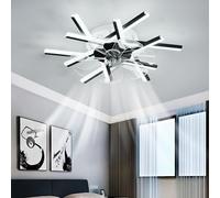 TuoyuanW Ventilador De Techo Con Luz Memoria Regulable LED Salón Lampara Ventilador Techo 6 Velocidades Timer Reversible Silencioso Ceiling Fan with Light Con Mando A Distancia Y APP-Black||62CM