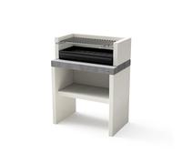 TUOZI - Barbacoa de Obra para Carbón Modelo PLAN 1 PLUS (Gris/Blanco - 78 x 47 x 102 cm) REF: 8025/1 - Uso en Exteriores