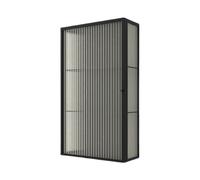 TUPAFJU Armario de Pared de 3 Niveles con Puertas de Cristal, Vitrina de Pared, botiquín, para Sala de Estar, Dormitorio, Cocina y baño(Black,Single Cabinet)