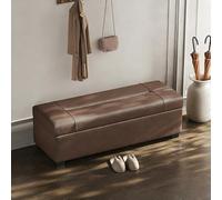 TUPAFJU Banco otomano de Almacenamiento de Cuero Blanco, Banco para los pies de la Cama con Espacio de Almacenamiento, Taburete tapizado y baúl para Mantas para Dormitorio(Saddle Brown,100cm/39.4in)