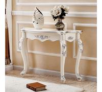 TUPAFJU Consola de Estilo rústico con Tallado Floral, Mesa Auxiliar semicircular de Madera Maciza, Mesa Estrecha detrás del sofá, para Sala de Estar, Pasillo, vestíbulo y Entrada(Silver,128cm/50.3in)