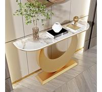 TUPAFJU Consola Moderna con Panel de Roca y Marco de Metal, Mesa Auxiliar Estrecha para Sala de Estar, Mesa Auxiliar para Pasillo, vestíbulo, Entrada, recibidor(Gold 2,100cm/39.3in)