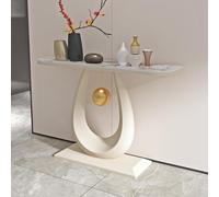 TUPAFJU Mesa Consola de sofá con Panel de Roca y Marco de Metal, Mesa Auxiliar Sencilla para Sala de Estar, para Pasillo, vestíbulo, Entrada, recibidor, decoración Moderna.(Off-White 2,150CM/59in)