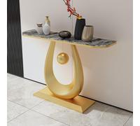 TUPAFJU Mesa Consola de sofá con Panel de Roca y Marco de Metal, Mesa Auxiliar Sencilla para Sala de Estar, para Pasillo, vestíbulo, Entrada, recibidor, decoración Moderna.(Gold 3,150CM/59in)