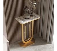TUPAFJU Mesa Consola Moderna de losas de Roca con Marco de Metal, Mesa de sofá pequeña y Estrecha, Mesa Auxiliar para Sala de Estar, para Pasillo, vestíbulo, Entrada, recibidor(Gold-3,50cm/19.6in)