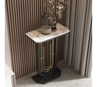 TUPAFJU Mesa Consola Moderna de losas de Roca con Marco de Metal, Mesa de sofá pequeña y Estrecha, Mesa Auxiliar para Sala de Estar, para Pasillo, vestíbulo, Entrada, recibidor(Black-3,40cm/15.7in)