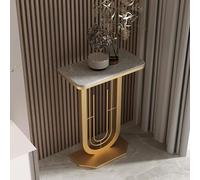 TUPAFJU Mesa Consola Moderna de losas de Roca con Marco de Metal, Mesa de sofá pequeña y Estrecha, Mesa Auxiliar para Sala de Estar, para Pasillo, vestíbulo, Entrada, recibidor(Gold-4,40cm/15.7in)