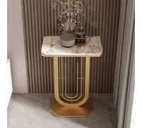 TUPAFJU Mesa Consola Moderna de losas de Roca con Marco de Metal, Mesa de sofá pequeña y Estrecha, Mesa Auxiliar para Sala de Estar, para Pasillo, vestíbulo, Entrada, recibidor(Gold-2,60cm/23.6in)