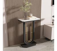 TUPAFJU Mesa Consola Moderna de losas de Roca con Marco de Metal, Mesa de sofá pequeña y Estrecha, Mesa Auxiliar para Sala de Estar, para Pasillo, vestíbulo, Entrada, recibidor(Black-1,50cm/19.6in)