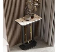 TUPAFJU Mesa Consola Moderna de losas de Roca con Marco de Metal, Mesa de sofá pequeña y Estrecha, Mesa Auxiliar para Sala de Estar, para Pasillo, vestíbulo, Entrada, recibidor(Black-2,50cm/19.6in)