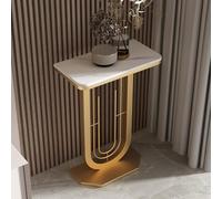 TUPAFJU Mesa Consola Moderna de losas de Roca con Marco de Metal, Mesa de sofá pequeña y Estrecha, Mesa Auxiliar para Sala de Estar, para Pasillo, vestíbulo, Entrada, recibidor(Gold-1,40cm/15.7in)