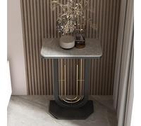 TUPAFJU Mesa Consola Moderna de losas de Roca con Marco de Metal, Mesa de sofá pequeña y Estrecha, Mesa Auxiliar para Sala de Estar, para Pasillo, vestíbulo, Entrada, recibidor(Black-4,40cm/15.7in)