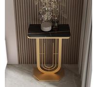 TUPAFJU Mesa Consola Moderna de losas de Roca con Marco de Metal, Mesa de sofá pequeña y Estrecha, Mesa Auxiliar para Sala de Estar, para Pasillo, vestíbulo, Entrada, recibidor(Gold-5,40cm/15.7in)