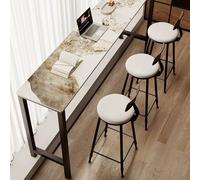 TUPAFJU Mesa de Bar Alta Moderna de Pizarra, Mesa Larga y Estrecha con Patas en Cavallete, Mesa de Pub Rectangular para Cocina, Salón y Espacios Pequeños(White-2,120cm/47.2in)