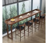 TUPAFJU Mesa de Bar Moderna de Madera de Nogal, Mesa de Bar Rectangular para balcón con barandillas, Mesa de Comedor de Cocina Industrial Larga y Estrecha, sin Taburete(140cm/55.1in)