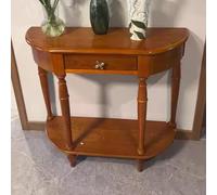 TUPAFJU Mesa de Entrada de Madera Maciza con cajones y Estante Abierto, Consola Moderna, Mesa Auxiliar semicircular para Sala de Estar, Pasillo, recibidor y Entrada(Light Walnut,110cm/43.3in)