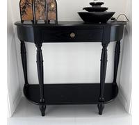TUPAFJU Mesa de Entrada de Madera Maciza con cajones y Estante Abierto, Consola Moderna, Mesa Auxiliar semicircular para Sala de Estar, Pasillo, recibidor y Entrada(Black,90cm/35.4in)