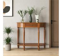 TUPAFJU Mesa de Entrada de Madera Maciza con cajones y Estante Abierto, Consola Moderna, Mesa Auxiliar semicircular para Sala de Estar, Pasillo, recibidor y Entrada(Light Walnut,100cm/39.3in)