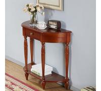 TUPAFJU Mesa de Entrada de Madera Maciza con cajones y Estante Abierto, Consola Moderna, Mesa Auxiliar semicircular para Sala de Estar, Pasillo, recibidor y Entrada(Cherry,110cm/43.3in)