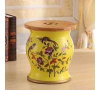 TUPAFJU Taburete Decorativo de cerámica para jardín con Forma de Flor y pájaro, Taburete de cerámica China con Forma de Tambor y Espacio de Almacenamiento para cambiarse de Zapatos.(L)