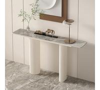 TUPAFJU Tavolo d'ingresso Moderno in marmo Nero, tavolo consolle Bianco, tavolini da divano dorati, arredamento per la casa, per soggiorno, ingresso, corridoio(White-1,150cm/59in)