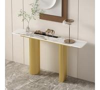 TUPAFJU Tavolo d'ingresso Moderno in marmo Nero, tavolo consolle Bianco, tavolini da divano dorati, arredamento per la casa, per soggiorno, ingresso, corridoio(Gold-3,120cm/47.2in)