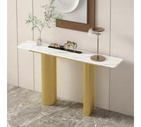 TUPAFJU Tavolo d'ingresso Moderno in marmo Nero, tavolo consolle Bianco, tavolini da divano dorati, arredamento per la casa, per soggiorno, ingresso, corridoio(Gold-2,100cm/39.3in)