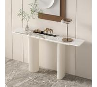 TUPAFJU Tavolo d'ingresso Moderno in marmo Nero, tavolo consolle Bianco, tavolini da divano dorati, arredamento per la casa, per soggiorno, ingresso, corridoio(White-3,100cm/39.3in)