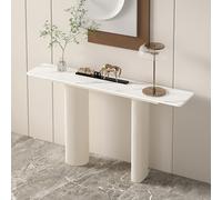 TUPAFJU Tavolo d'ingresso Moderno in marmo Nero, tavolo consolle Bianco, tavolini da divano dorati, arredamento per la casa, per soggiorno, ingresso, corridoio(White-2,150cm/59in)