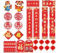 TUPARKA 2026 Decoraciones de Año Nuevo Chino Año de la Caballo Conjunto de coplas de Primavera Chino Pegatinas de Pared Sobres Rojos Chino Tradicional Fu DUI Lian Chun Lian
