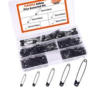 TUPARKA 300 Pcs 25mm-55 mm 5 Tamaños Negro Imperdibles de Seguridad Pequeños Grandes para La Fabricación de Joyas de Costura Artesanal en una Caja de PP