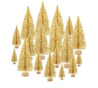 TUPARKA 46 Unids Miniatura Botella Cepillo Árboles Mini árboles de Navidad Sobremesa Árboles Adornos de Nieve para la Fiesta de Navidad Decoración del hogar Habitación DIY Decoración (Gold 48 Pack)