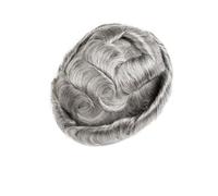 Tupé de cabello humano duradero sin nudos con base de piel completa de 0,1 a 0,12 pulgadas for hombres, prótesis capilar masculina Suave y Transpirable(6x8)