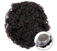 Tupé de pelo para hombres Australia Postizo de hombre rizado de 20 mm Prótesis de cabello masculino duradera Encaje francés y revestimiento de polietileno transparente de 1" alrededor del peluquín for