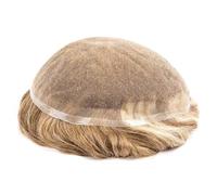 Tupé de pelo para hombres Peluca for hombre, sistema de cabello con encaje francés for hombres, cabello rubio, tupé de encaje completo, prótesis capilar masculina duradera, disponible en stock, peluca