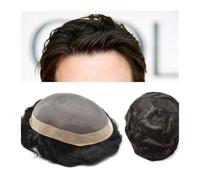 Tupé de pelo para hombres Pelucas de cabello humano for hombre, pelucas for hombre, pelucas de cabello humano ondulado de 10 mm con encaje monocromático con NPU alrededor de la prótesis, piezas de cab