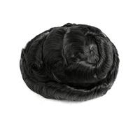 Tupé de pelo para hombres Prótesis de cabello masculino, sistema humano, peluquín for hombres, parte superior encaje, piel PU inyectada sin nudos Sistema de cabello para hombres(1C - Black,8x10)