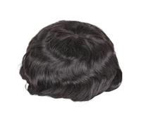 Tupé de pelo para hombres Sistema de peluca peluquín cabello humano for hombres con encaje francés y rayita PU pieza repuesto 7x9 pulgadas Sistema de cabello para hombres(1B#)