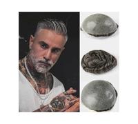 Tupé de pelo para hombres Sistema de reemplazo de cabello humano suave de 6" for hombres, peluquín de 8 x 10 pulgadas, piel fina con bucle en V, piezas de cabello for hombres, base de PU completa, uni