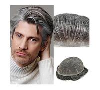Tupé de pelo para hombres Tupé for hombres Sistema de cabello humano Postizos Encaje suizo completo Tupé for hombres 8 x 10 "Prótesis de cabello masculino transpirable 1B Pelucas de cabello blanco mix