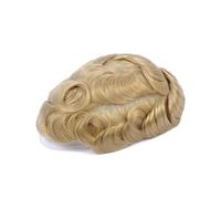 Tupé for hombre, prótesis capilar, cabello humano indio rubio n.° 613, base de piel fina de 0,08 a 0,10 mm Suave y Transpirable(7x9)
