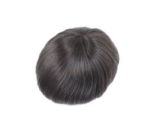 Tupé for hombres, sistemas de reemplazo cabello humano real, monofilamento encaje, piel sintética, postizos for Cómodo(3#)