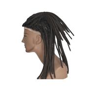 Tupé para hombre Extensiones Afro Dreadlock con base de encaje completo, peluquín for hombres y mujeres, extensiones Loc 0,6 cm, cabello humano(1B,8 inches)