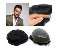 Tupé para hombre Hombres Toupee 8X10 pulgadas Piel suave y delgada PU con encaje suizo frontal 6 "Sistema de reemplazo de cabello humano natural Prótesis de cabello masculino Pieza de cabello Tupé par