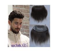 Tupé para hombre Peluca de línea capilar for hombres, cabello humano, 7 x 16 cm, base piel sintética, estilo D, postizos frontal Tupé para hombre(1B#)